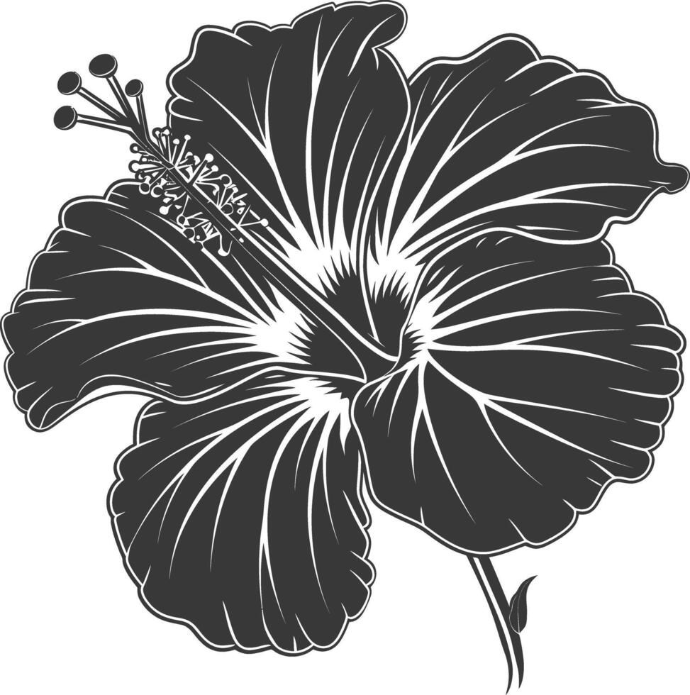 ai généré silhouette hibiscus fleur noir Couleur seulement vecteur