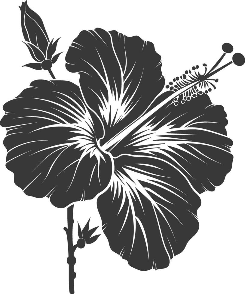 ai généré silhouette hibiscus fleur noir Couleur seulement vecteur