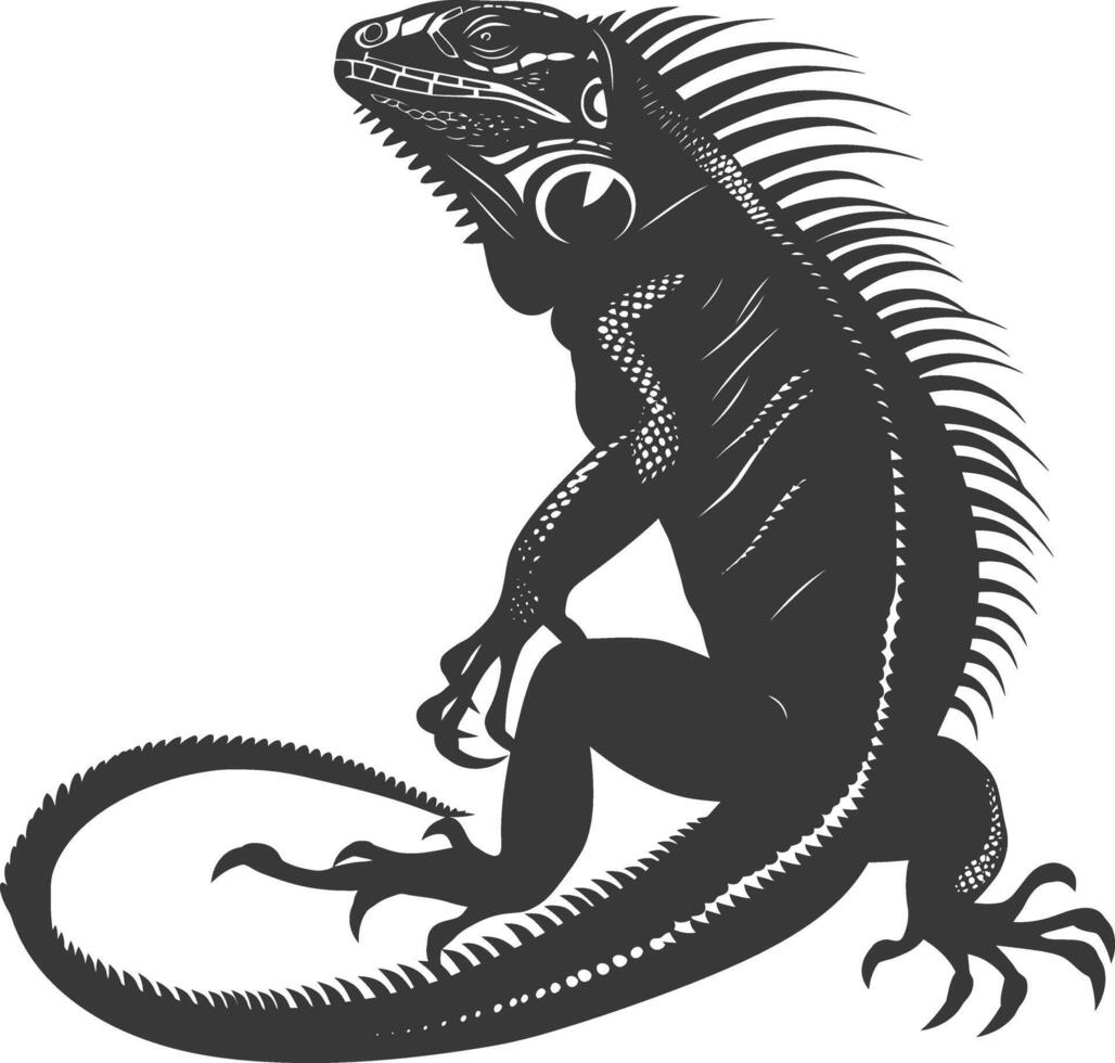 ai généré silhouette iguane animal noir Couleur seulement plein corps vecteur