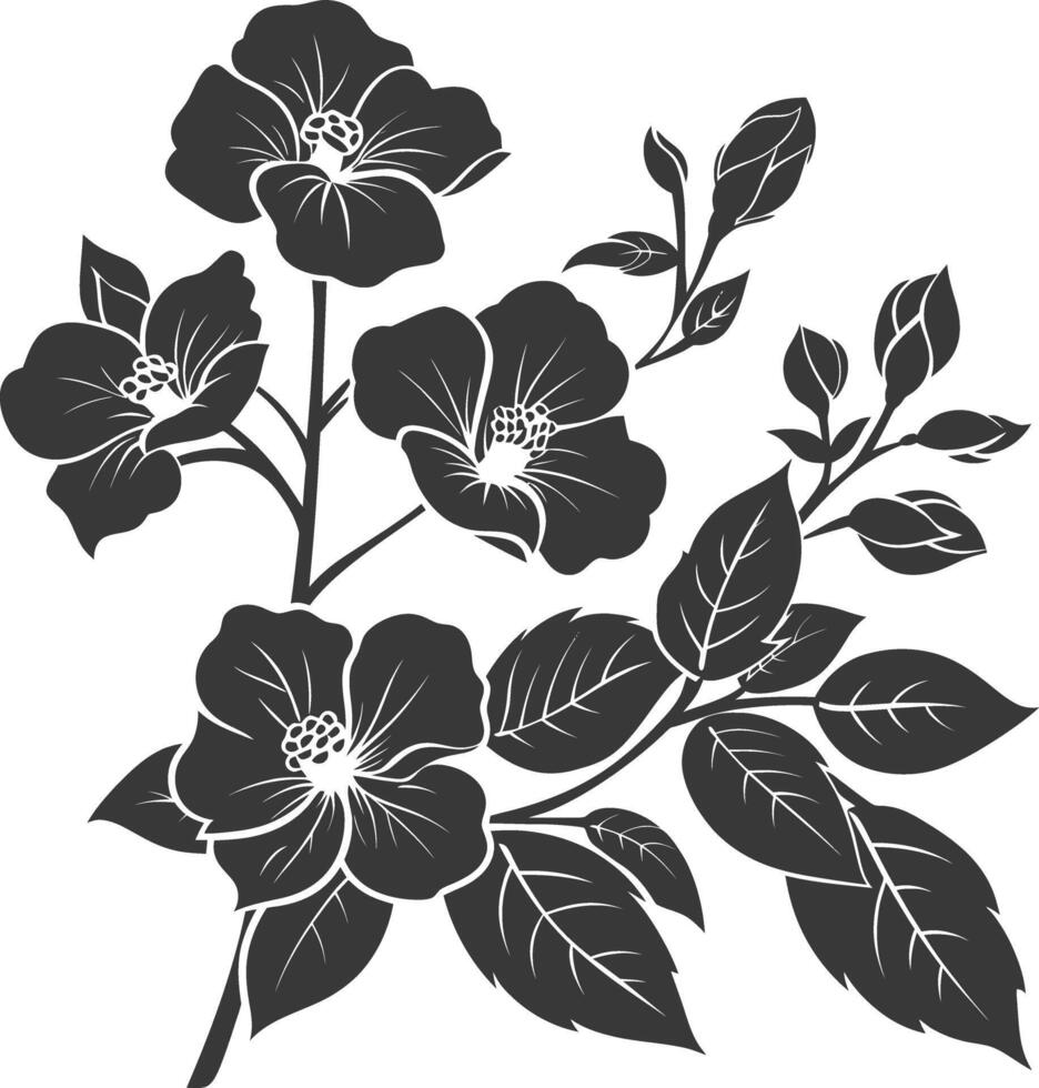 ai généré silhouette jasmin fleur noir Couleur seulement vecteur