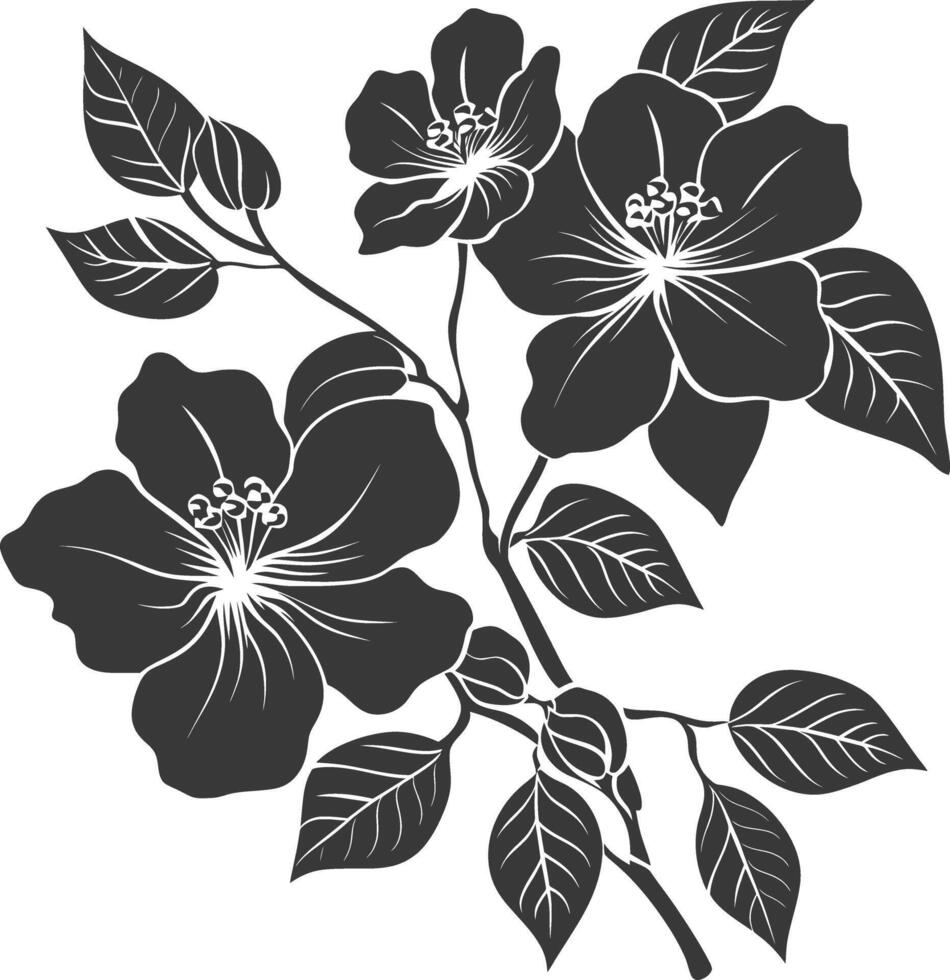 ai généré silhouette jasmin fleur noir Couleur seulement vecteur