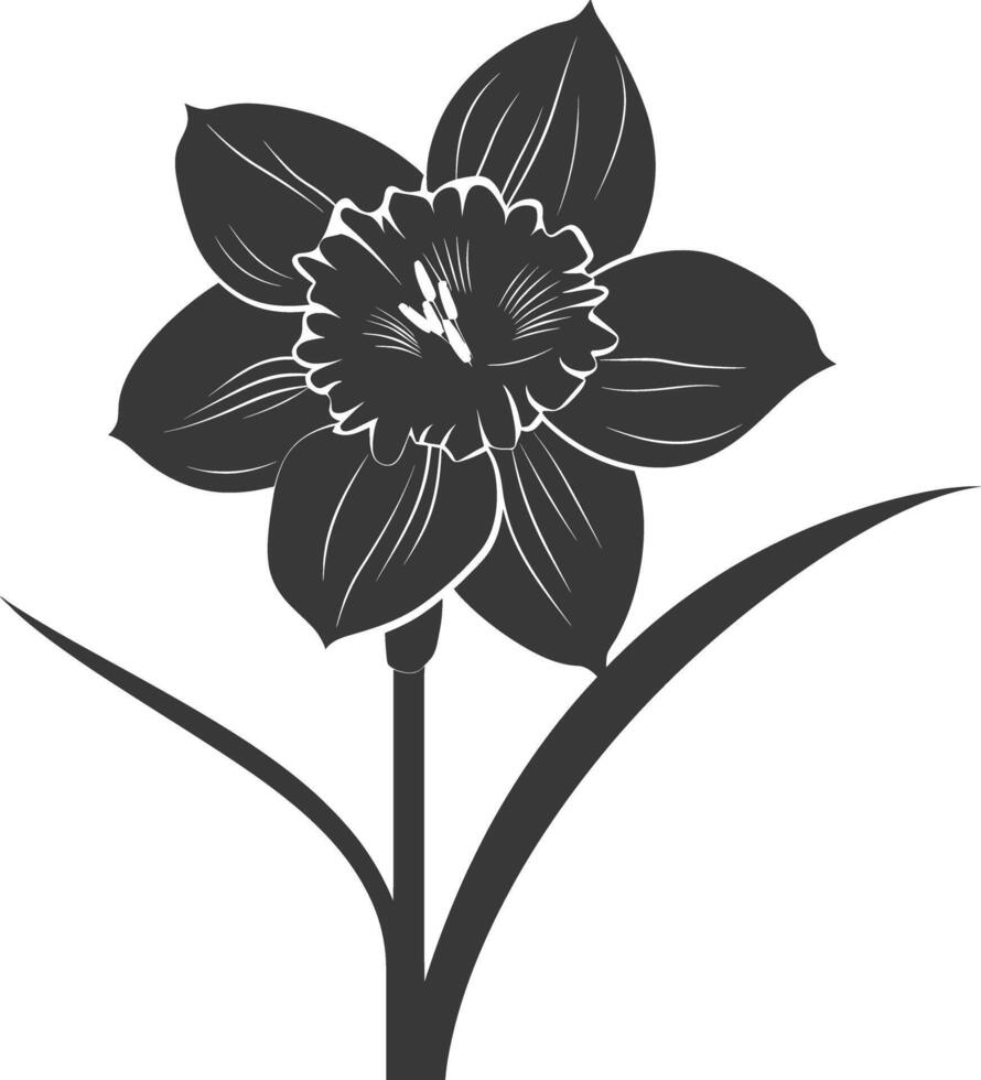 ai généré silhouette jonquille fleur noir Couleur seulement vecteur