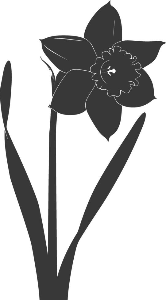 ai généré silhouette jonquille fleur noir Couleur seulement vecteur