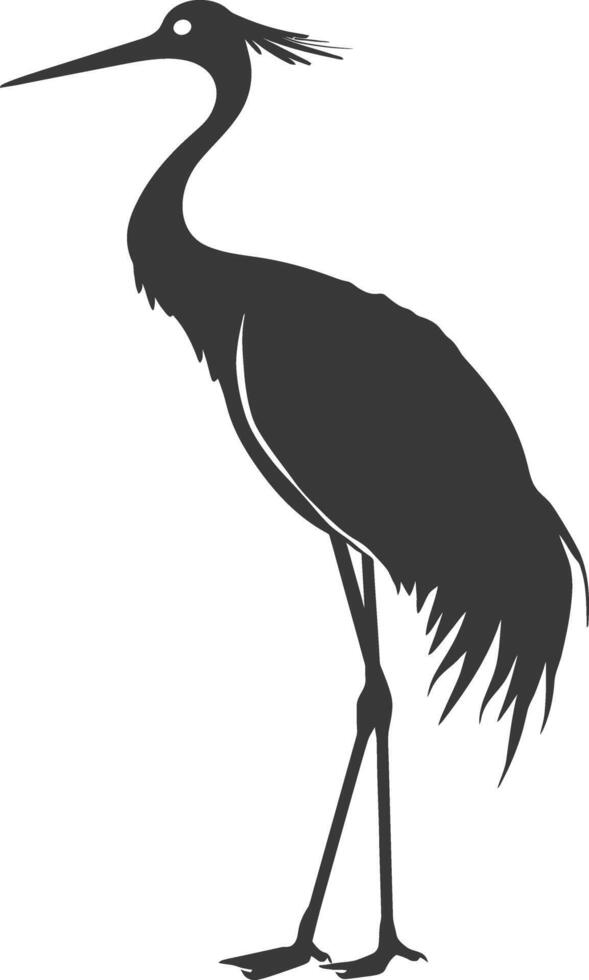 ai généré silhouette grue oiseau animal noir Couleur seulement plein corps vecteur