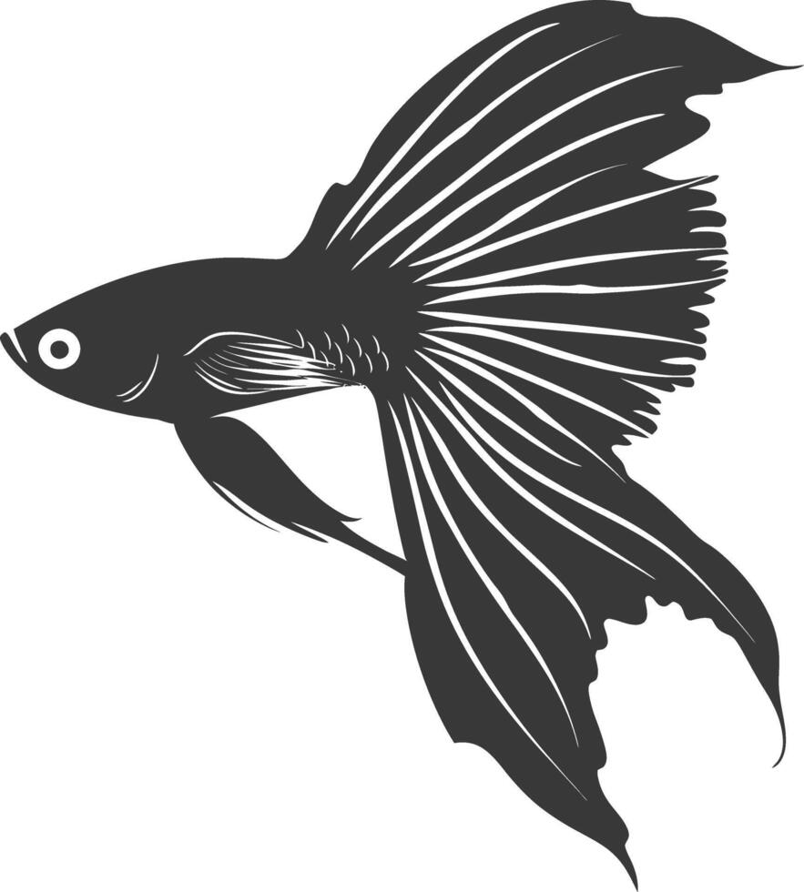 ai généré silhouette guppy poisson animal noir Couleur seulement plein corps vecteur