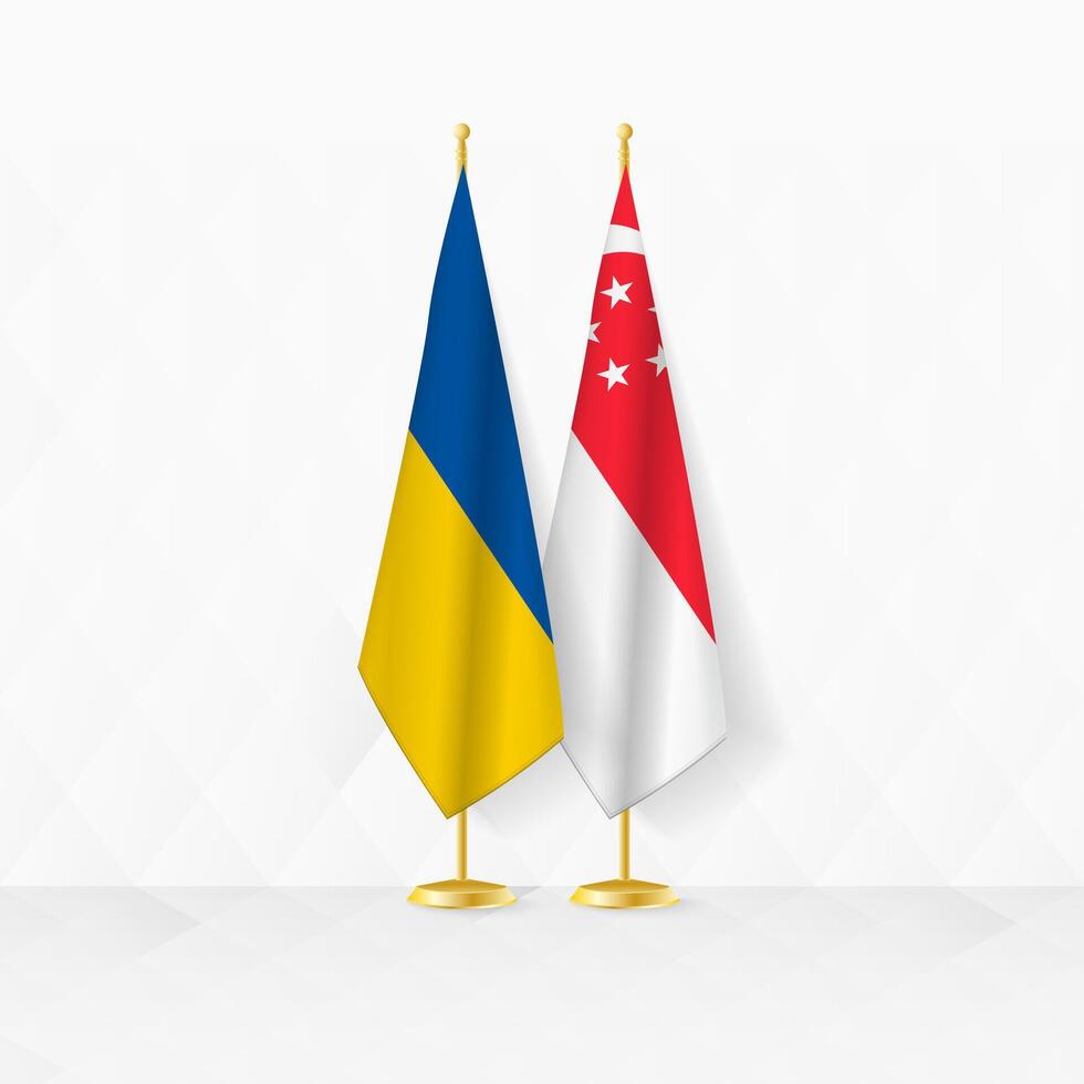 Ukraine et Singapour drapeaux sur drapeau rester, illustration pour diplomatie et autre réunion entre Ukraine et Singapour. vecteur