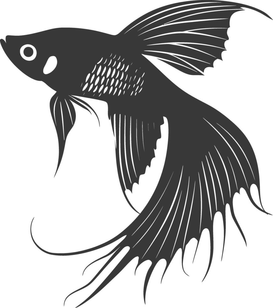 ai généré silhouette guppy poisson animal noir Couleur seulement plein corps vecteur