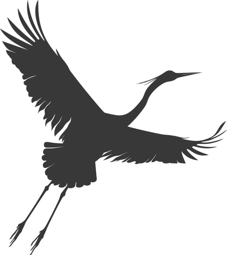 ai généré silhouette grue oiseau animal mouche noir Couleur seulement plein corps vecteur