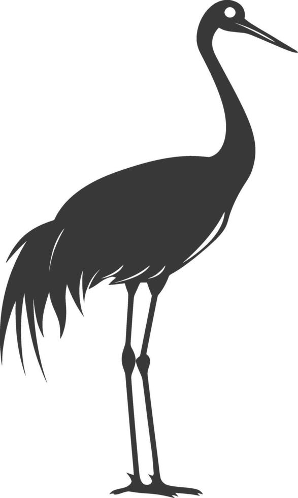 ai généré silhouette grue oiseau animal noir Couleur seulement plein corps vecteur