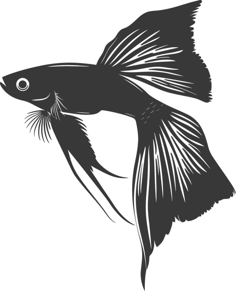 ai généré silhouette guppy poisson animal noir Couleur seulement plein corps vecteur