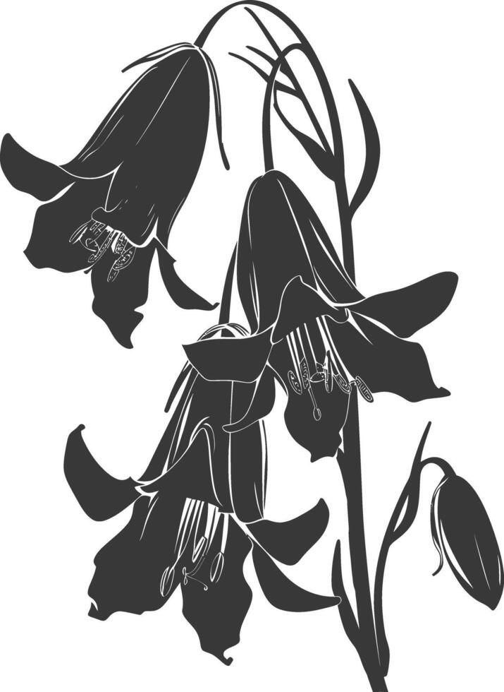 ai généré silhouette jacinthe des bois fleur noir Couleur seulement vecteur