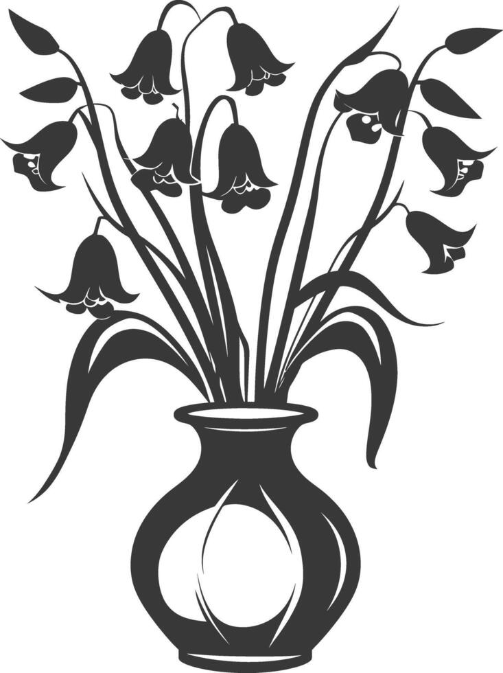 ai généré silhouette jacinthe des bois fleur dans le vase noir Couleur seulement vecteur