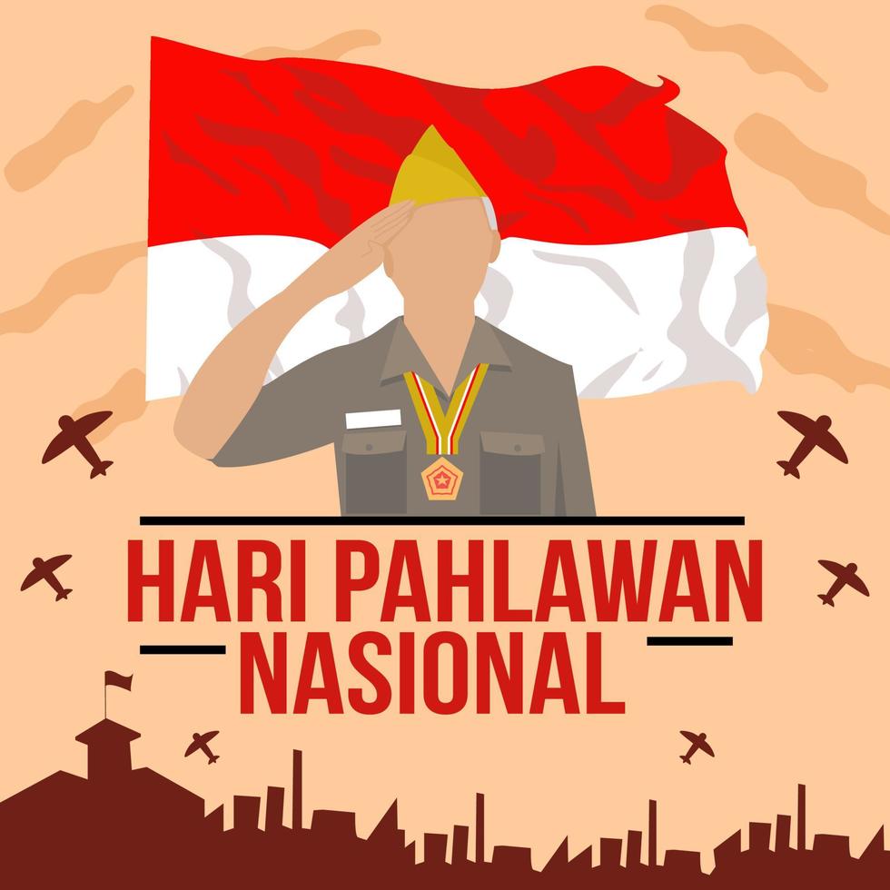 journée des héros nationaux indonésiens vecteur