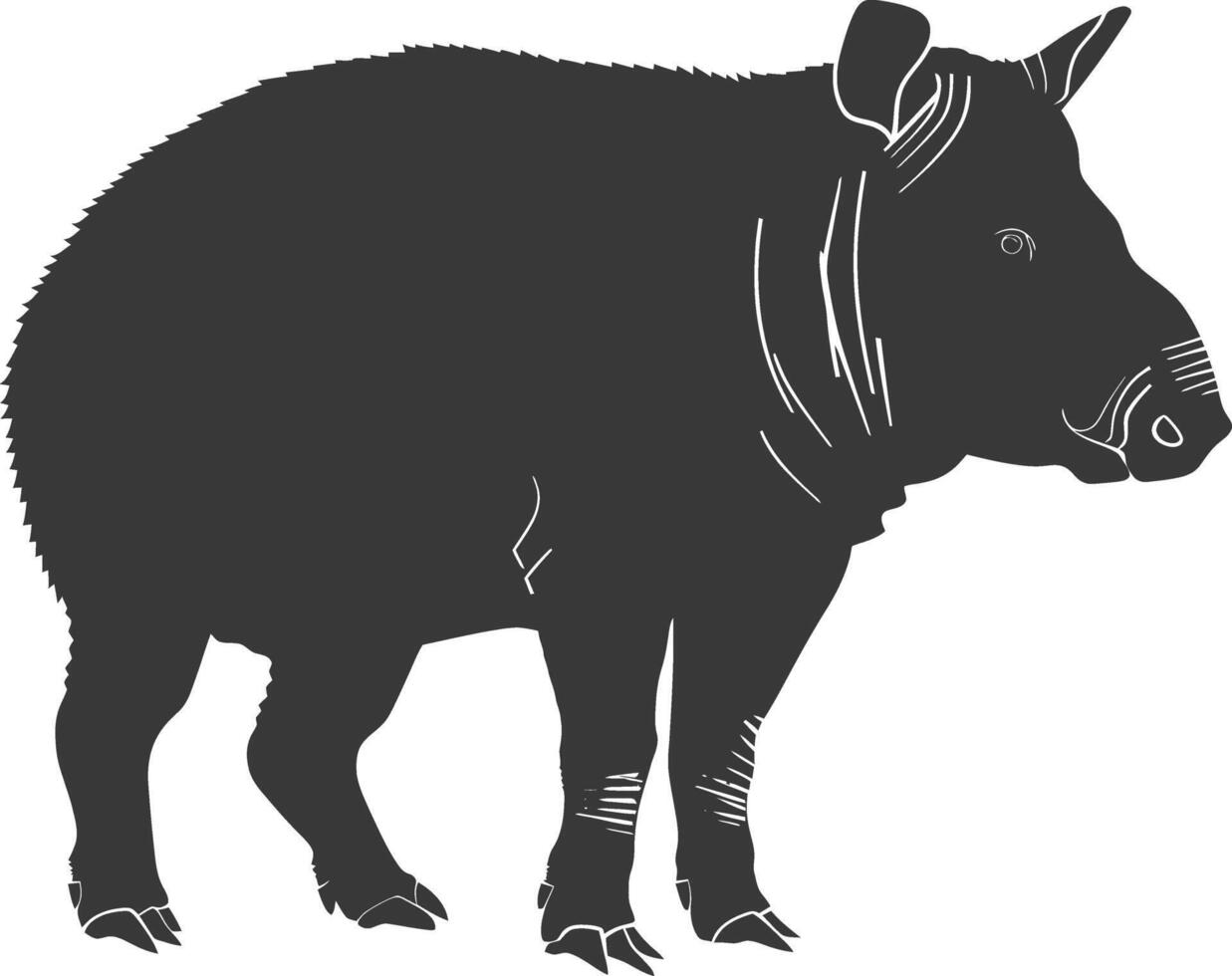 ai généré silhouette tapir animal noir Couleur seulement vecteur