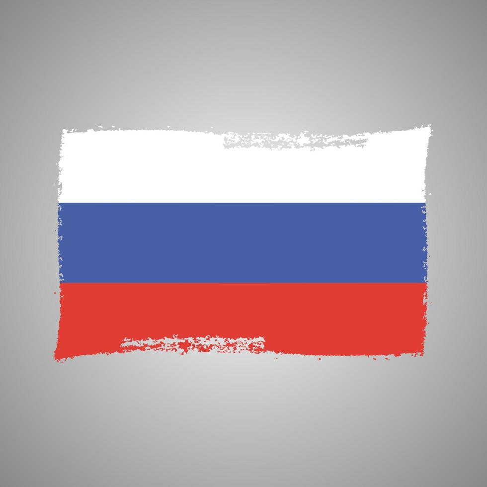drapeau de la russie avec pinceau peint à l'aquarelle vecteur