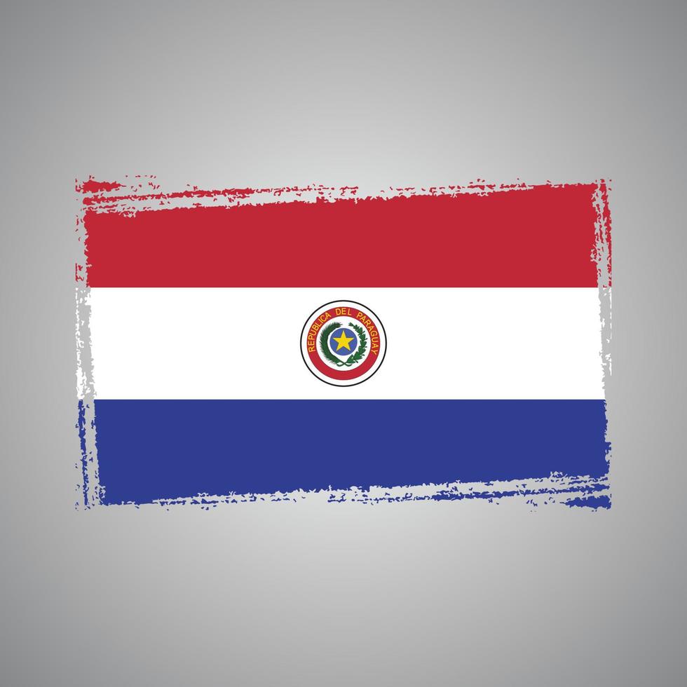 drapeau paraguay avec pinceau peint à l'aquarelle vecteur