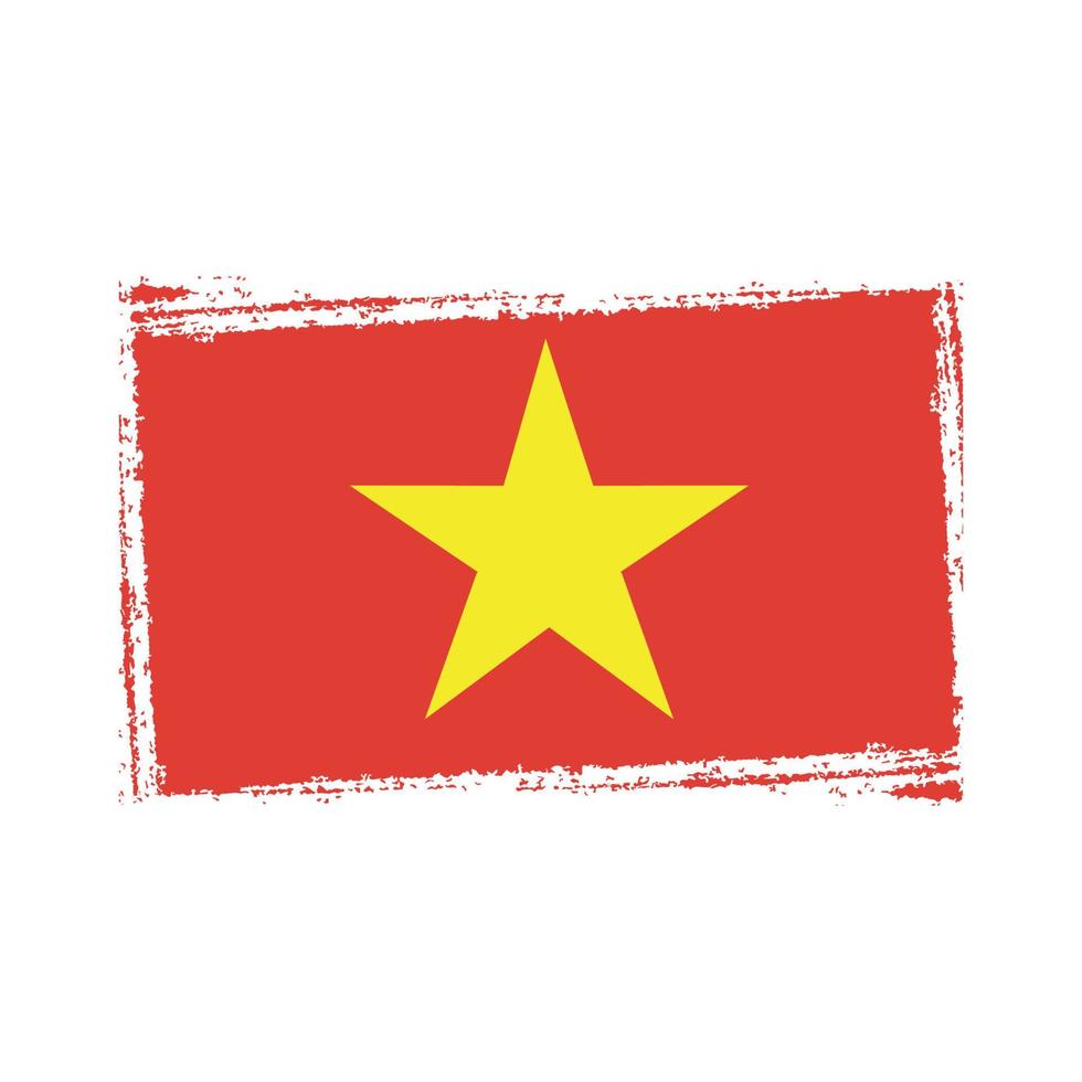 drapeau vietnamien avec pinceau peint à l'aquarelle vecteur