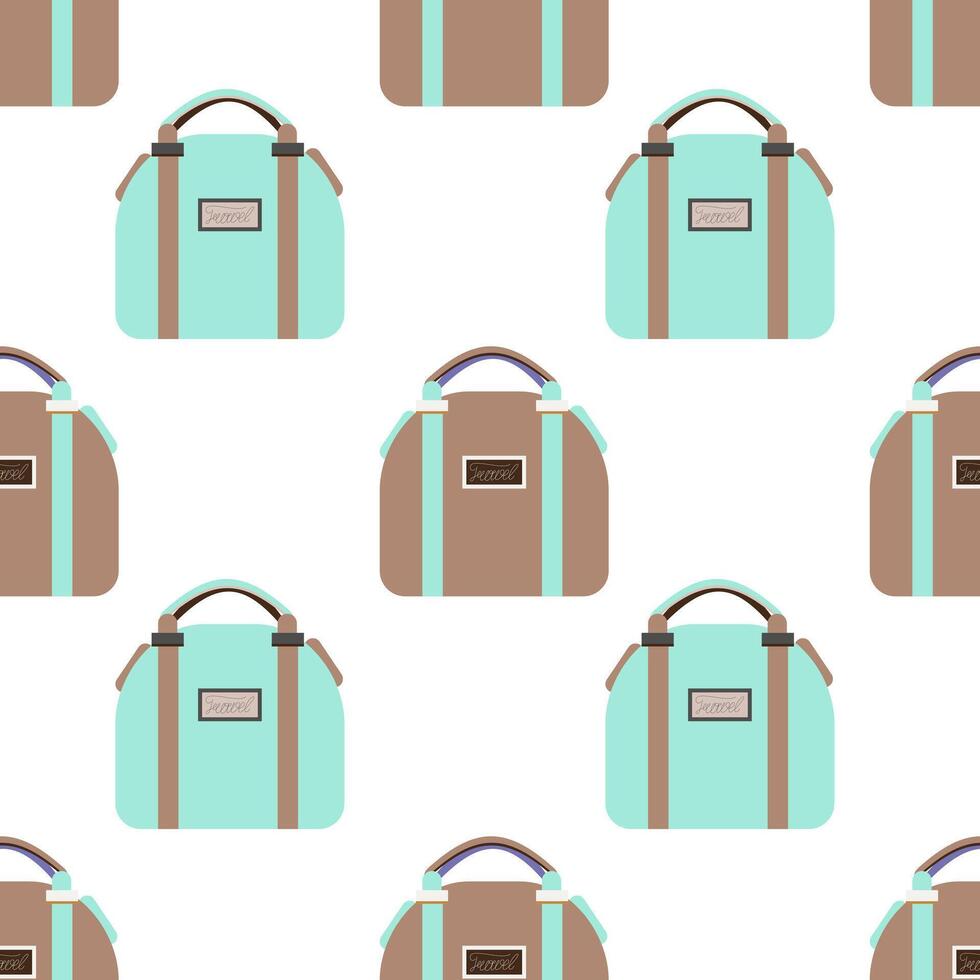 aux femmes élégant Sacs dans marron et turquoise, sans couture modèle sur blanc Contexte. vecteur