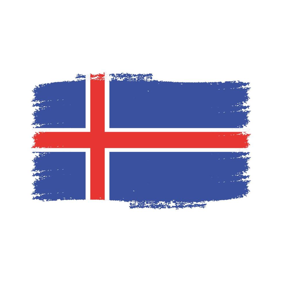 drapeau de l'islande avec pinceau peint à l'aquarelle vecteur