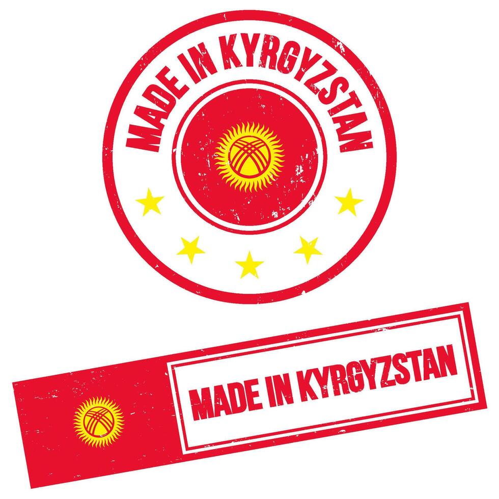 fabriqué dans Kirghizistan timbre signe grunge style vecteur