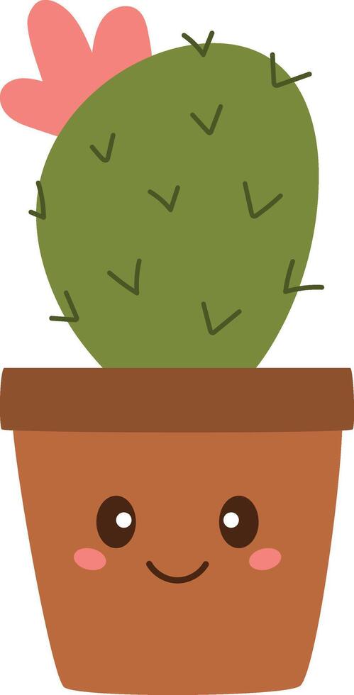 cactus avec fleur, mignonne cactus dans fleur pot, clipart cactus, vecteur illustration