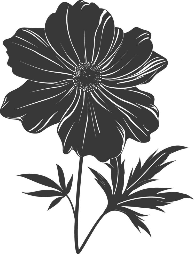 ai généré silhouette cosmos fleur noir Couleur seulement vecteur