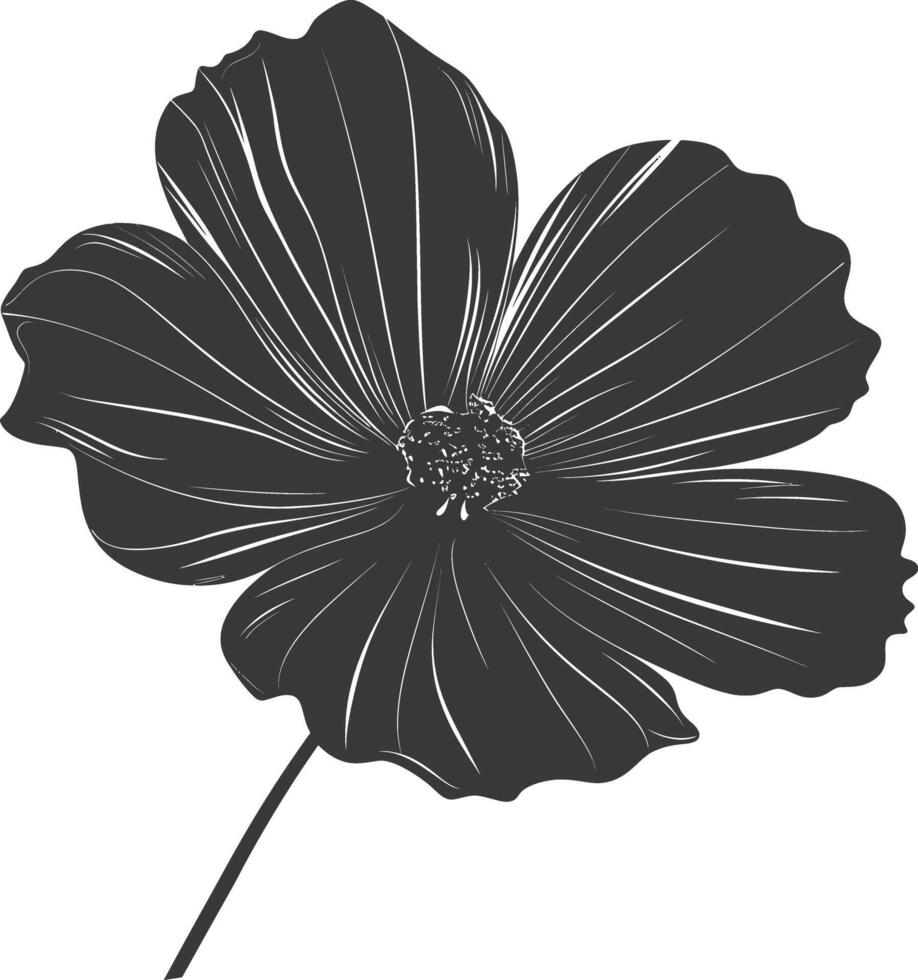 ai généré silhouette cosmos fleur noir Couleur seulement vecteur