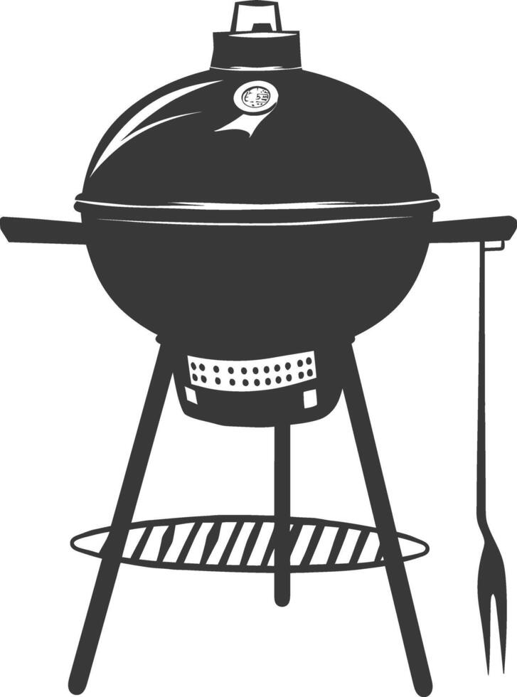 ai généré silhouette une barbecue gril décalage fumeur Haut vers le bas noir Couleur seulement vecteur