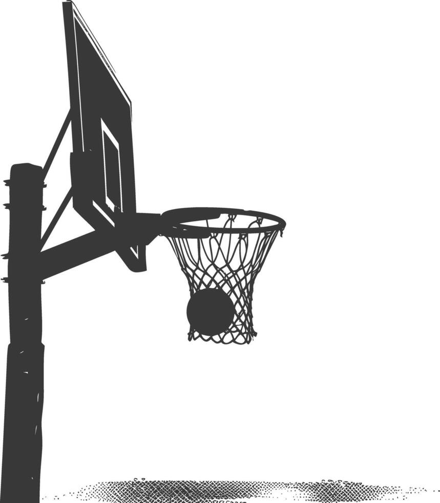 ai généré silhouette basketball sol cerceau noir Couleur seulement vecteur