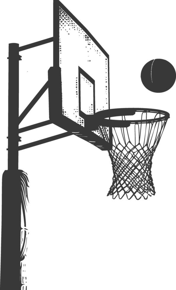 ai généré silhouette basketball sol cerceau noir Couleur seulement vecteur