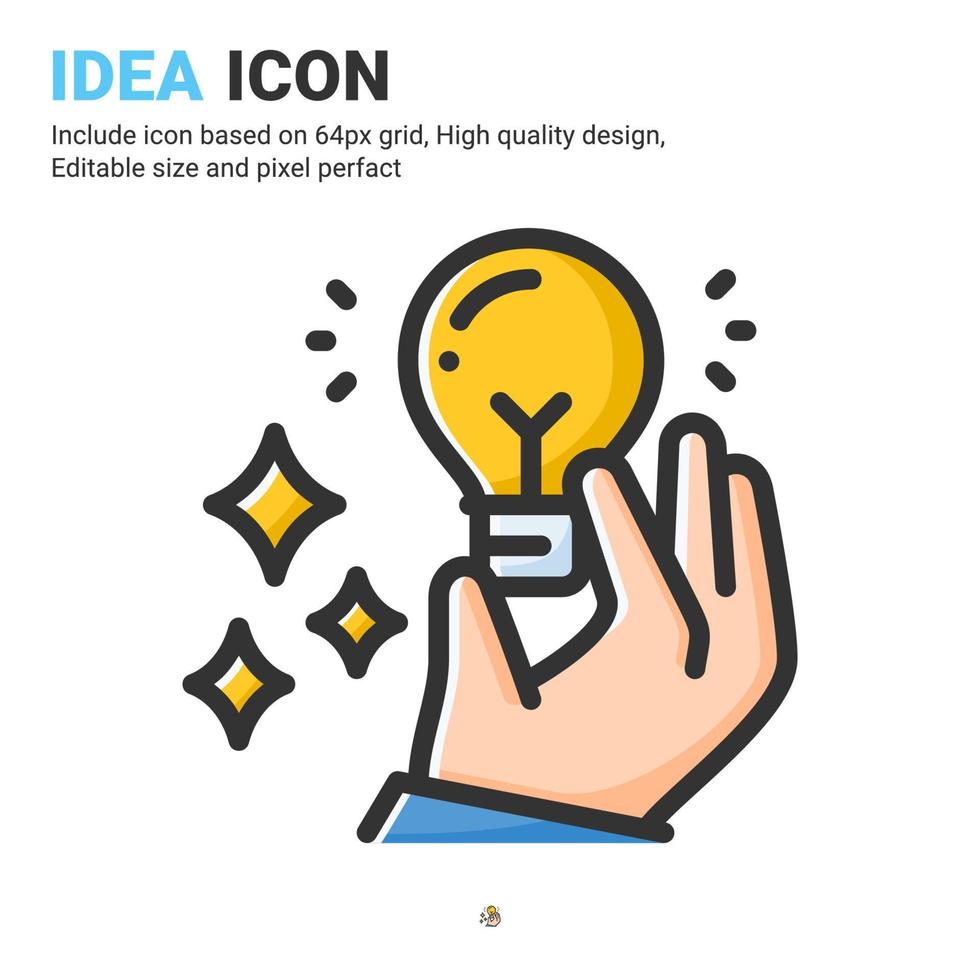 vecteur d'icône idée avec style de couleur de contour isolé sur fond blanc. illustration vectorielle innovation signe symbole icône concept pour les affaires, la finance, l'industrie, l'entreprise, les applications, le web et tous les projets