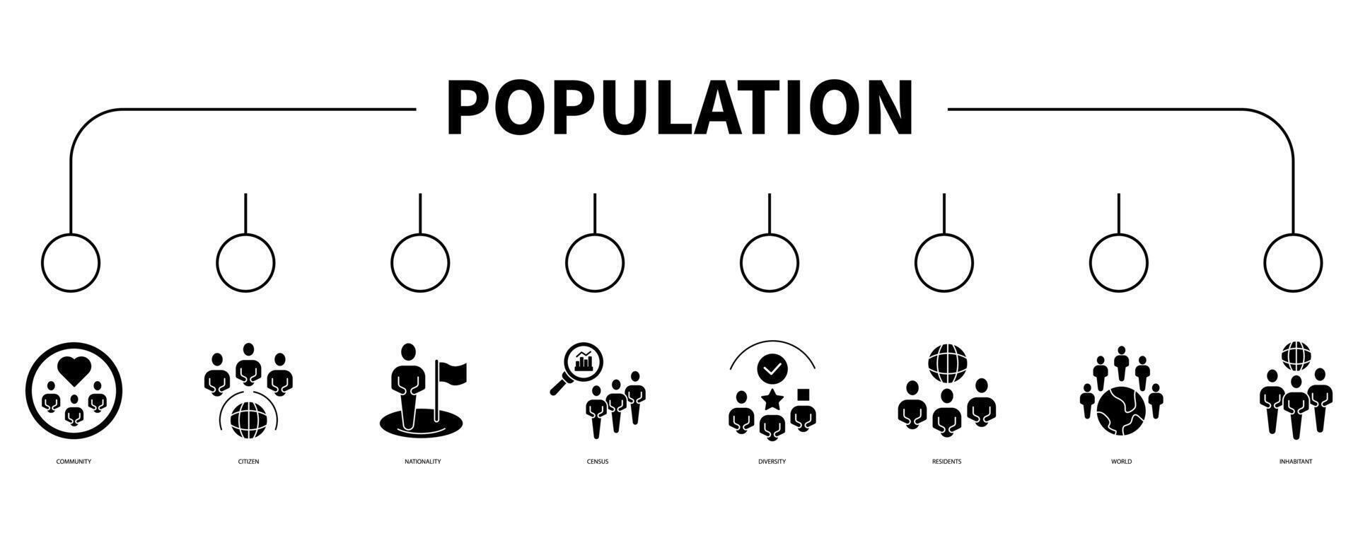 population Compte bannière la toile icône vecteur illustration concept