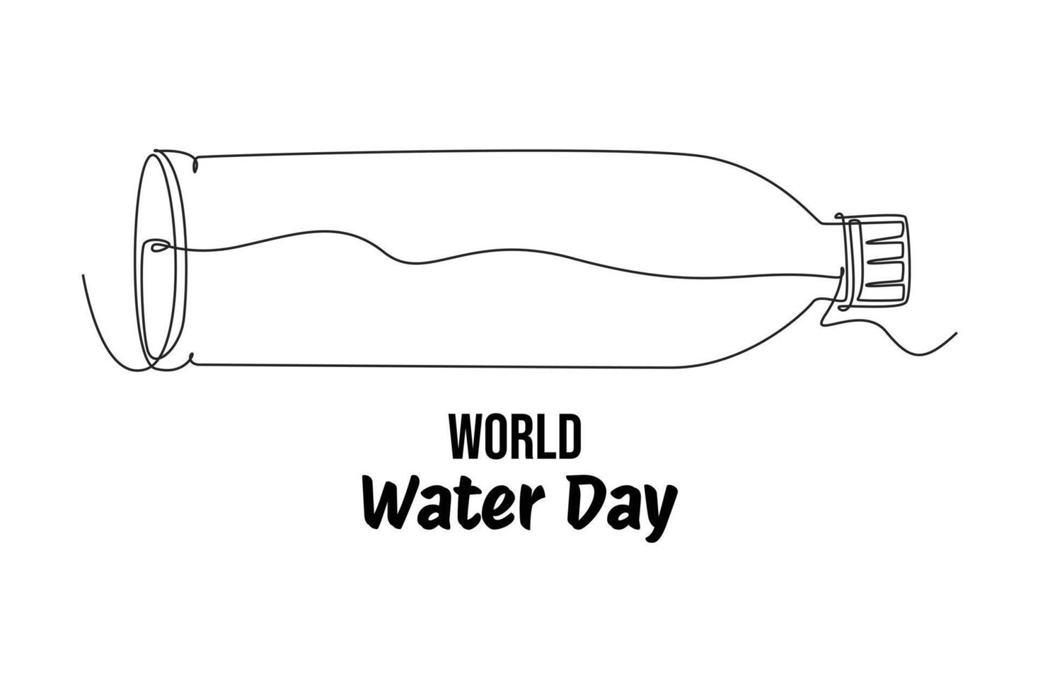 un continu ligne dessin de monde l'eau journée concept. griffonnage vecteur illustration dans Facile linéaire style.