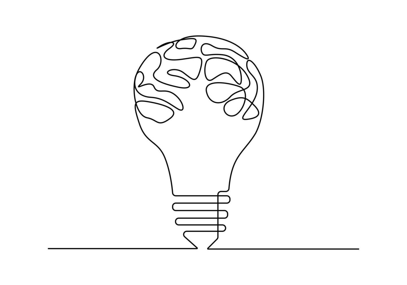 Célibataire ligne dessin de ampoule avec Humain cerveau pour médical entreprise logo identité vecteur illustration