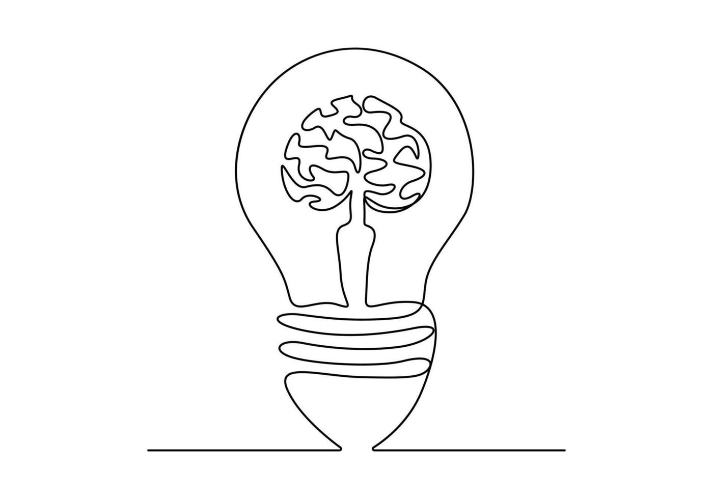 Célibataire ligne dessin de ampoule avec Humain cerveau pour médical entreprise logo identité vecteur illustration