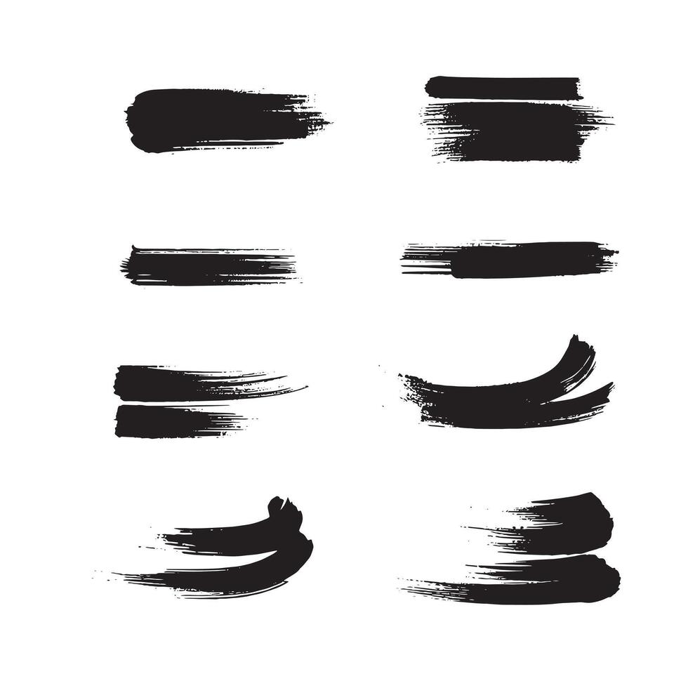 noir abstrait peindre brosse accident vasculaire cérébral ensemble sur blanc Contexte chaque avec unique style vecteur