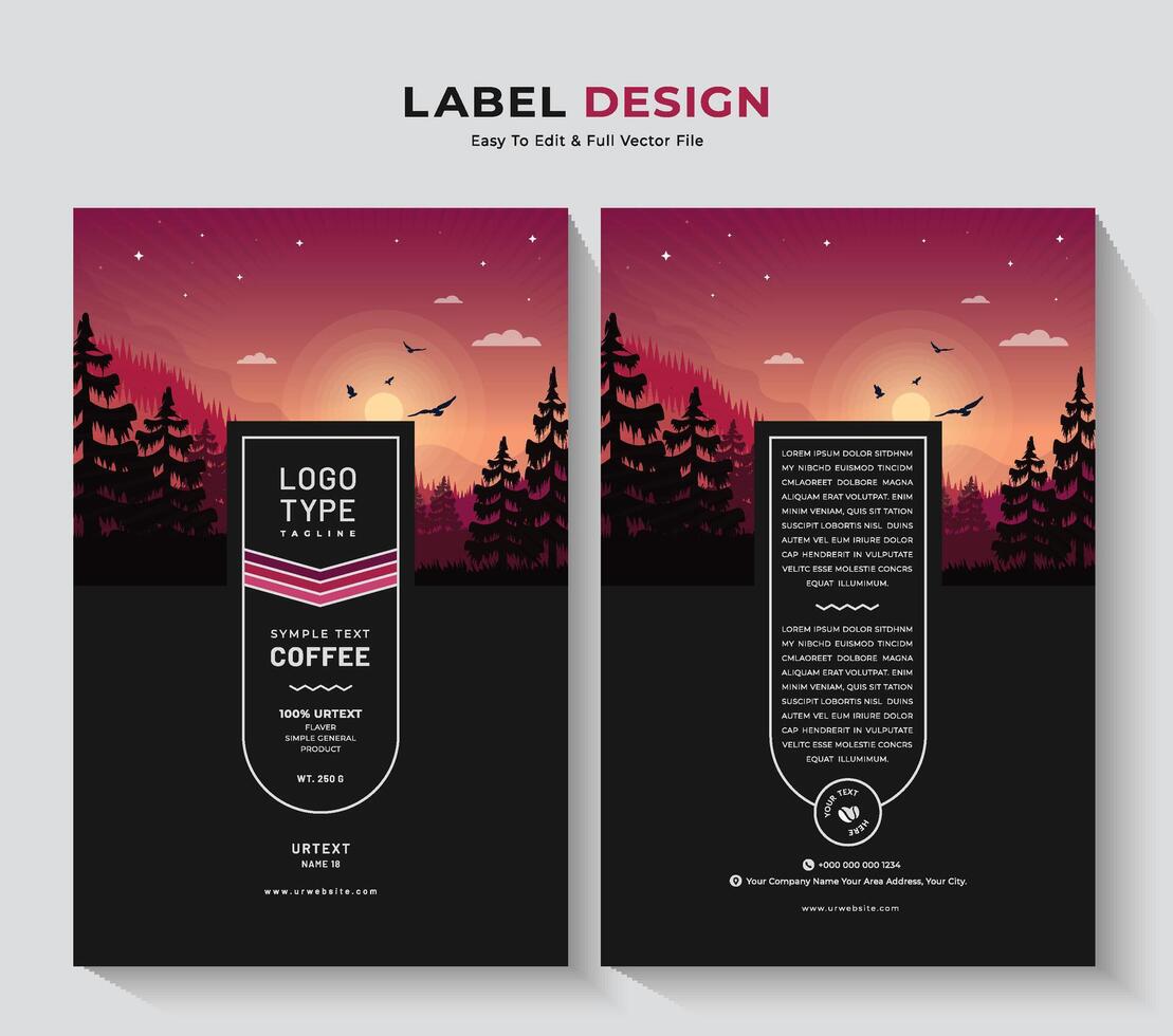 café poche emballage et thé étiquette conception, professionnel nourriture autocollant minimaliste bannière vecteur ancien étiqueter.