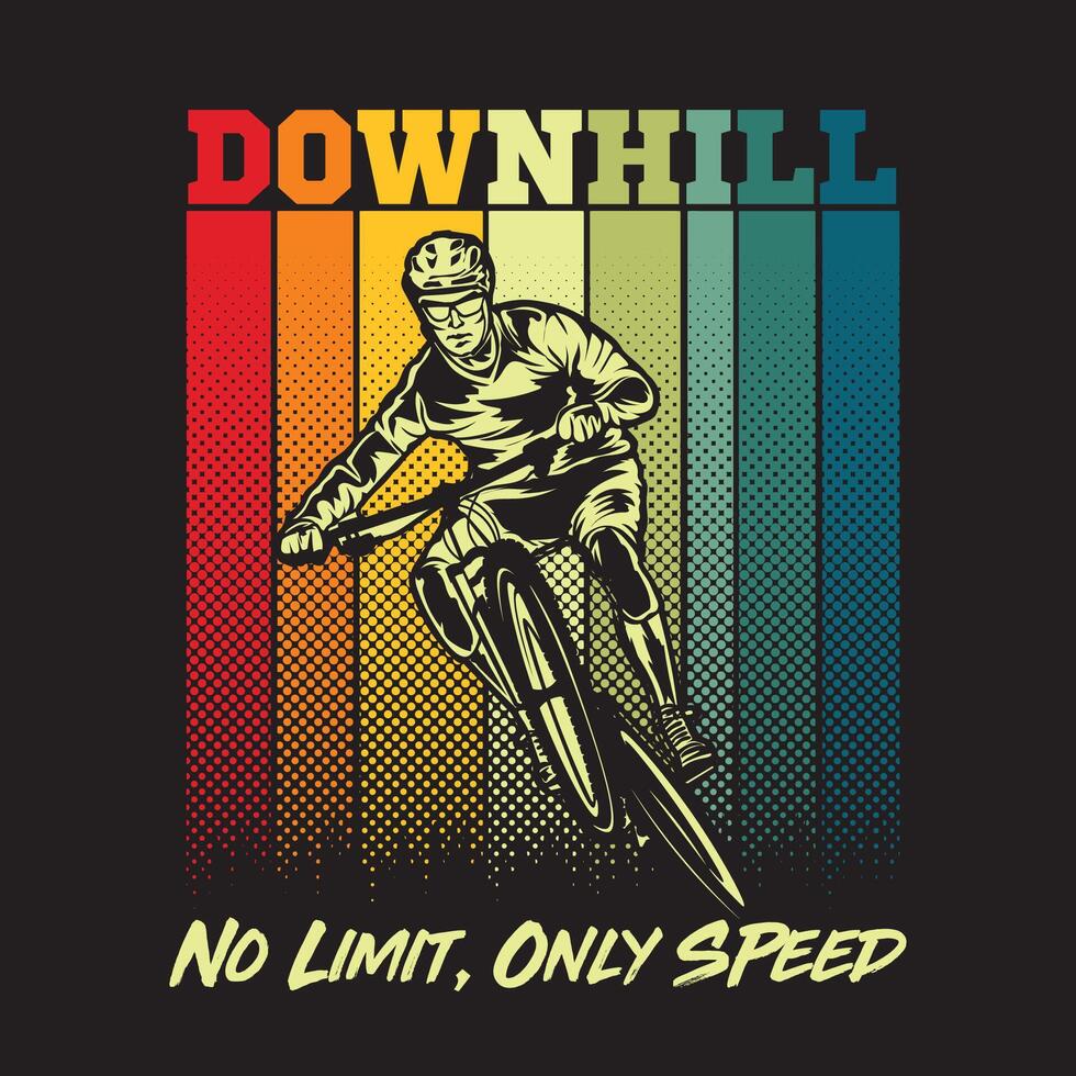 Montagne bicyclette une descente course extrême sport vecteur illustration dans rétro style couleur, parfait pour t chemise conception