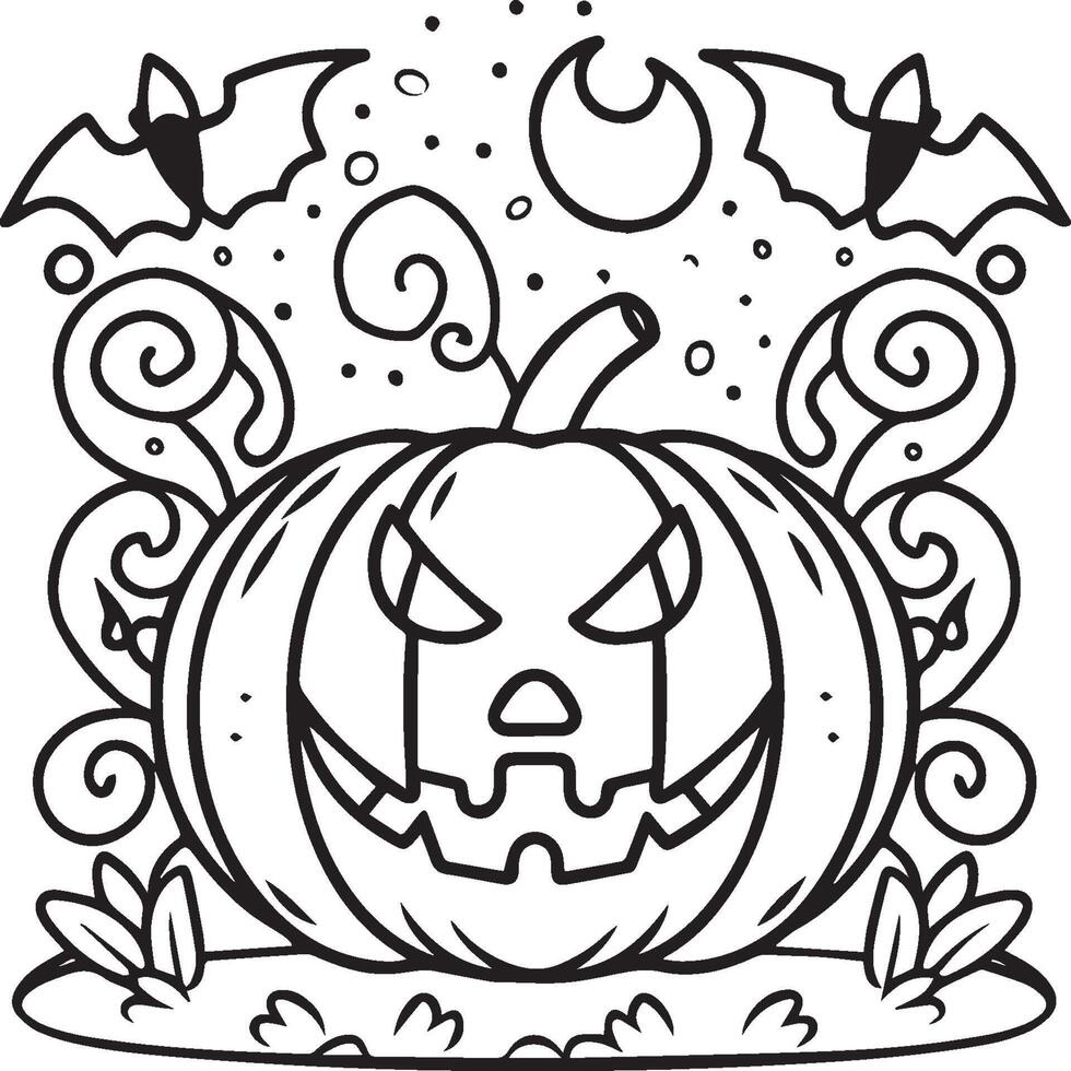 Halloween coloration pages. Halloween contour vecteur