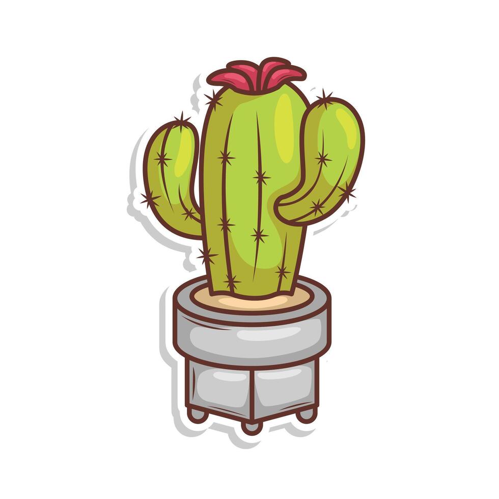 main dessiner cactus plante dessin animé plat conception vecteur