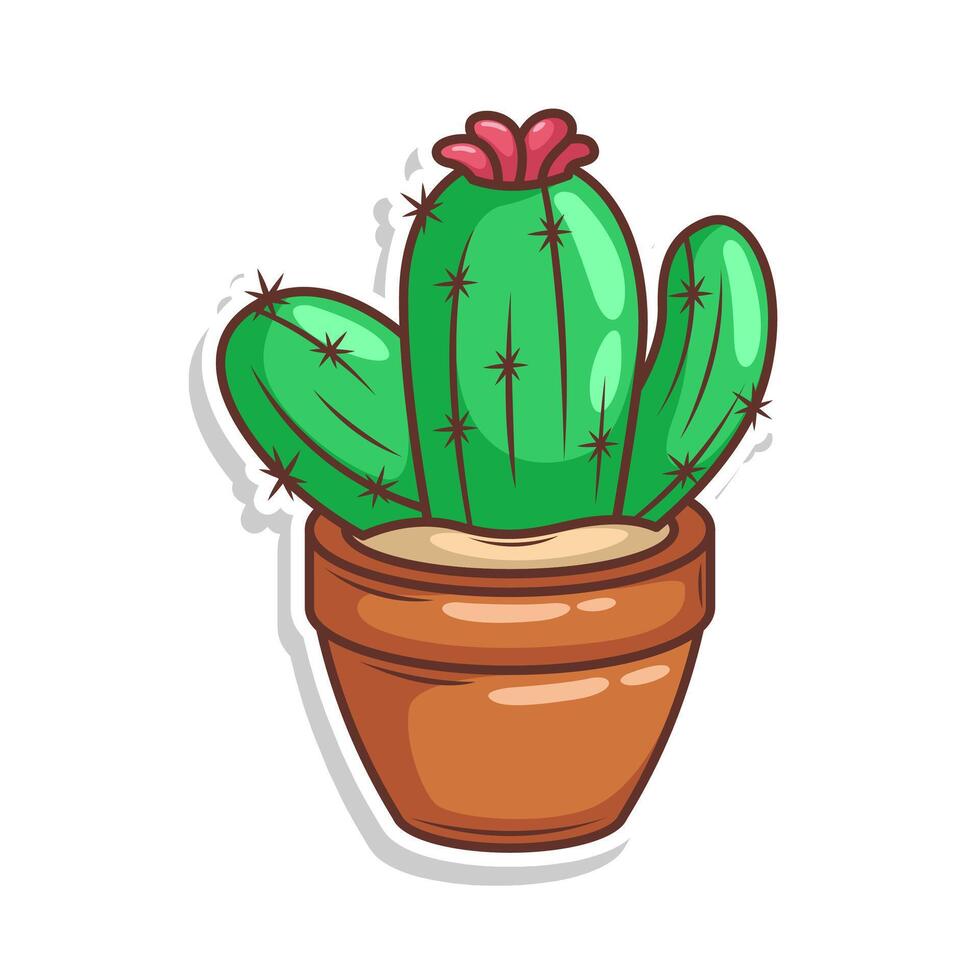 main dessiner cactus plante dessin animé plat conception vecteur