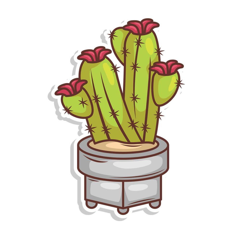 main dessiner cactus plante dessin animé plat conception vecteur