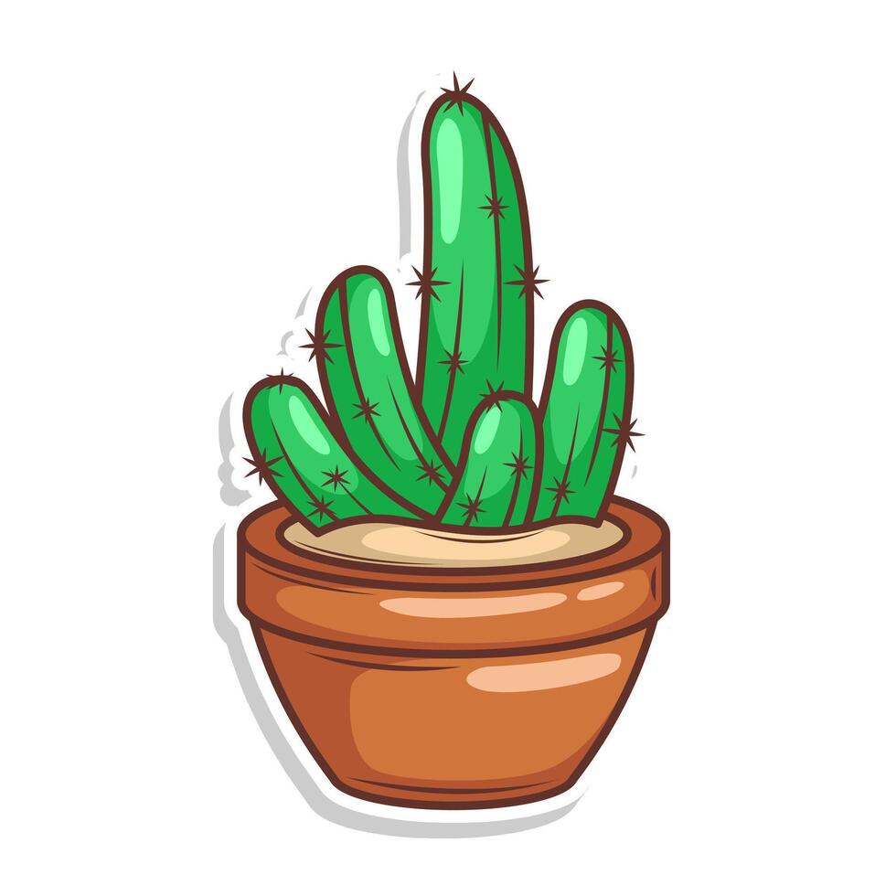 main dessiner cactus plante dessin animé plat conception vecteur