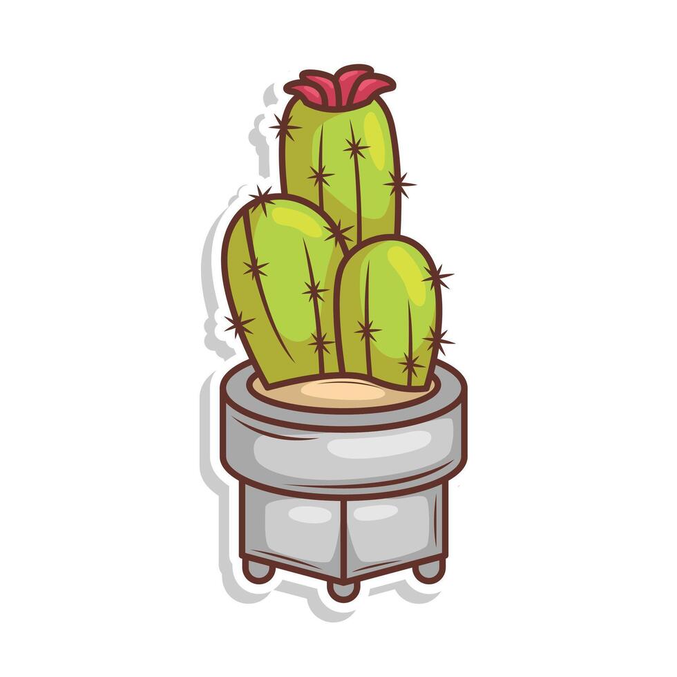 main dessiner cactus plante dessin animé plat conception vecteur