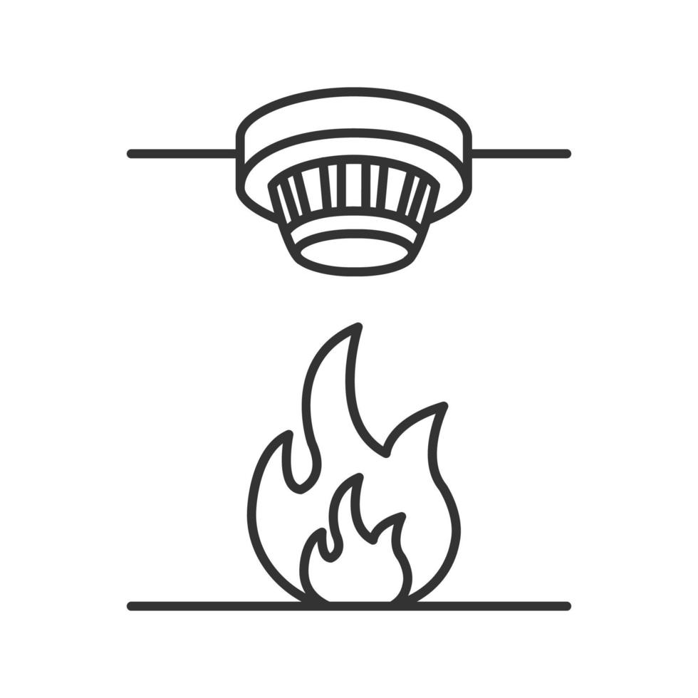 icône linéaire de détecteur de fumée. système d'alarme anti-incendie. illustration de la ligne mince. symbole de contour. dessin de contour isolé de vecteur