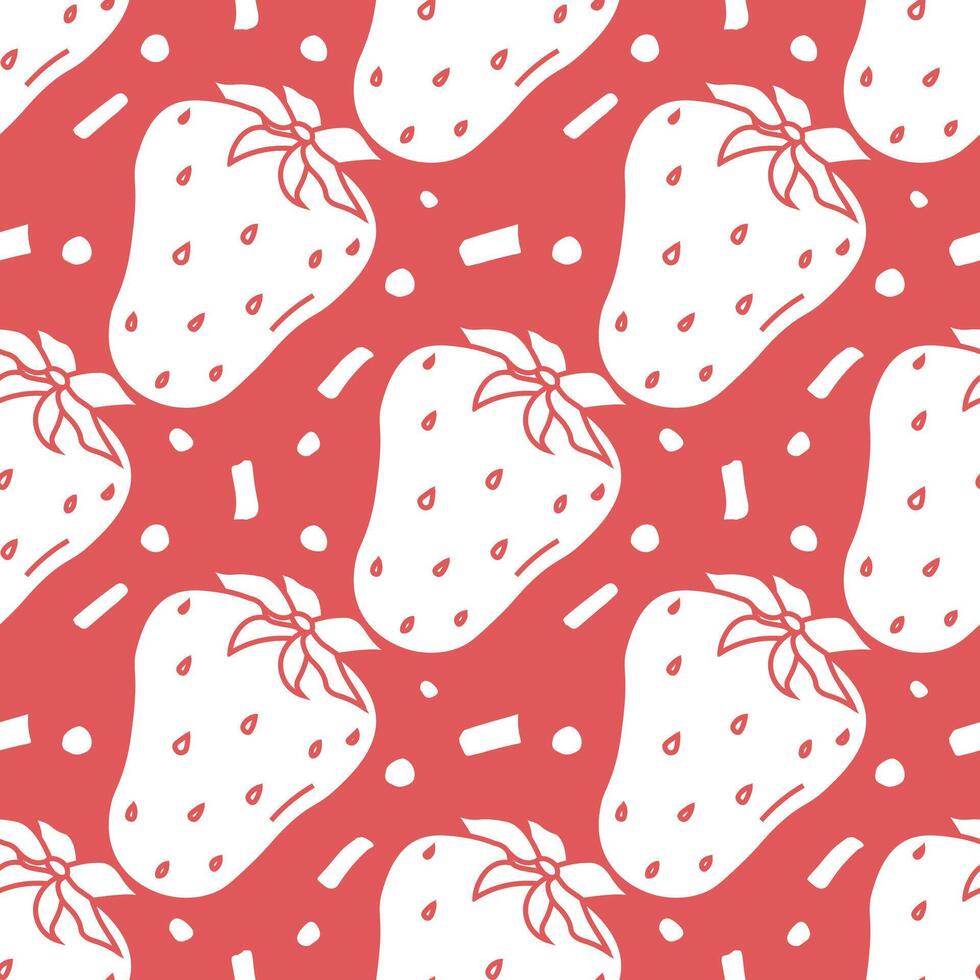 motif de fraises sans soudure. vecteur de doodle avec des icônes de fraises rouges. modèle de fraises vintage