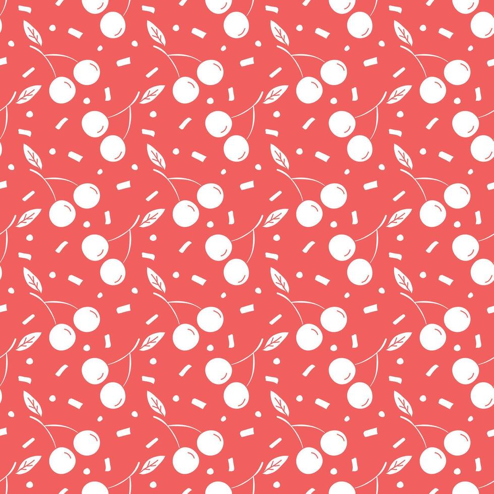 modèle de cerise sans soudure. vecteur de doodle avec des icônes de cerise rouge. motif cerise vintage