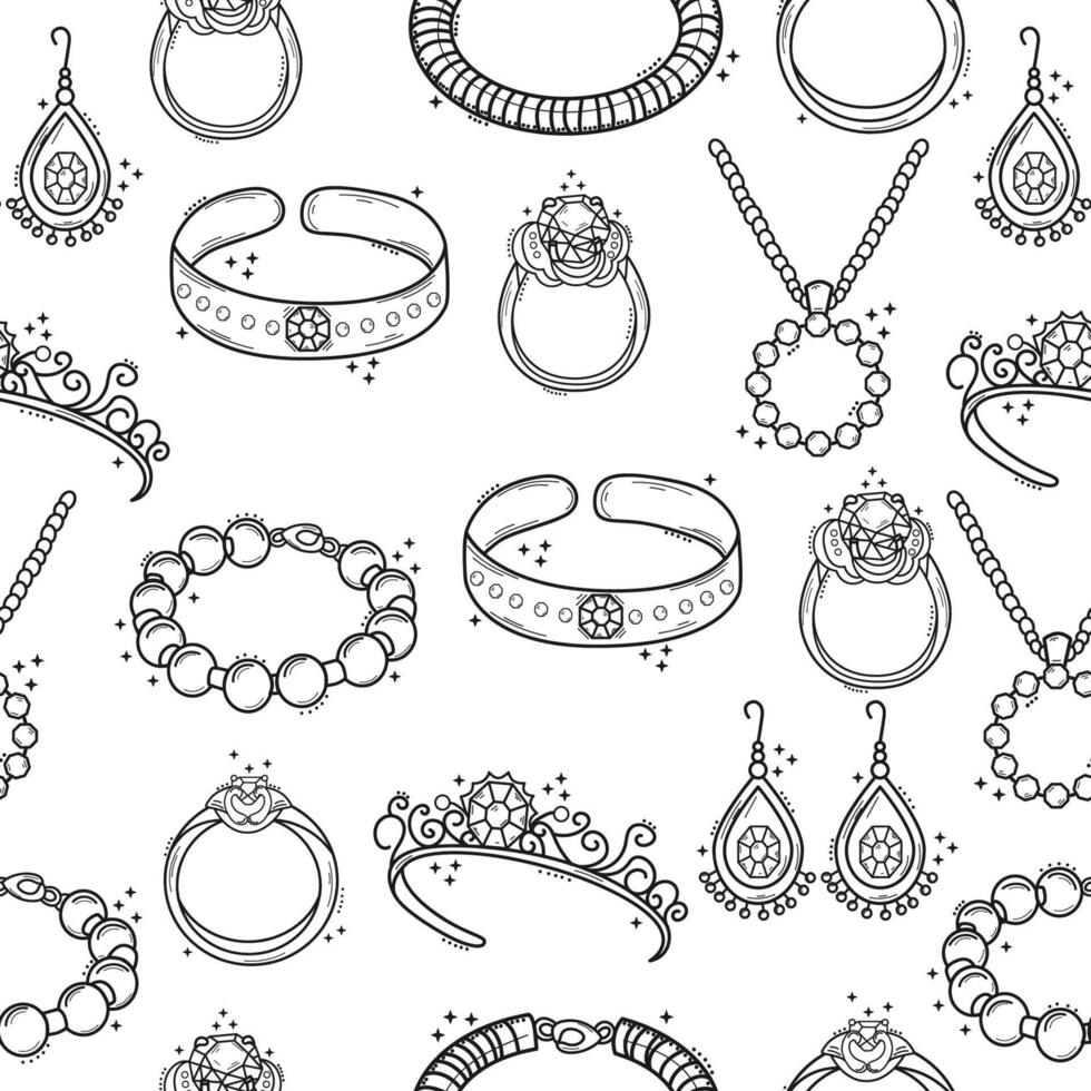 modèle des boucles d'oreilles, anneau, bracelet icône. bijoux isolé sur une blanc Contexte. vecteur
