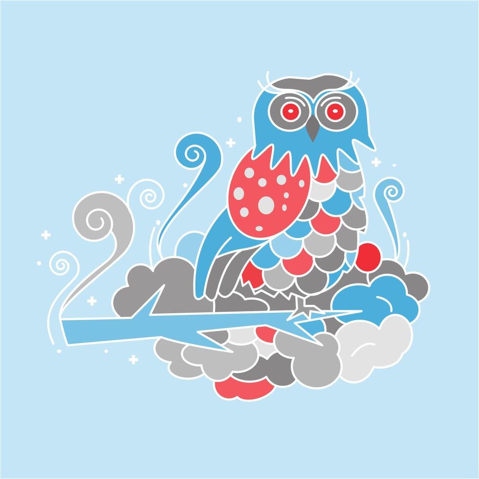 clipart coloré griffonnage hibou illustration vecteur