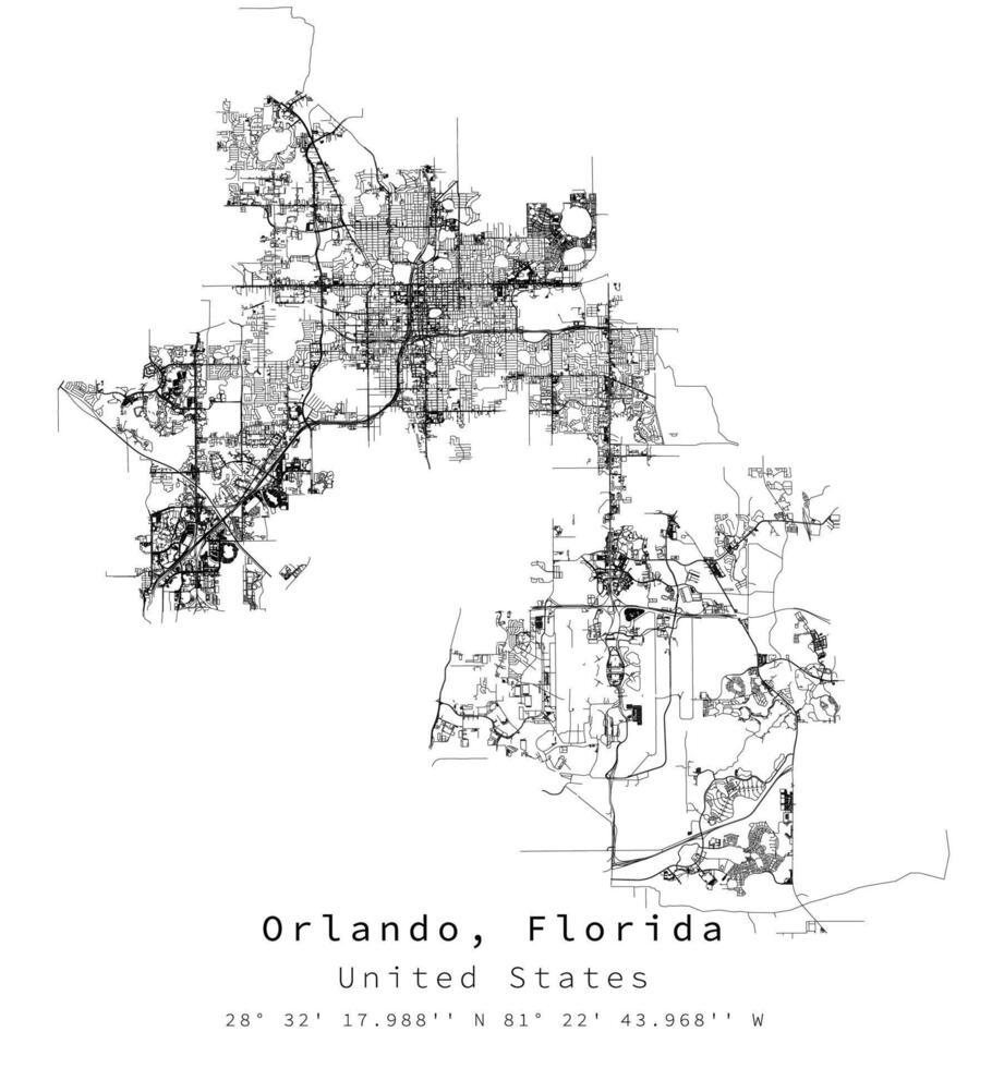 orlando, Floride uni États Urbain détail des rues routes carte ,vecteur élément modèle image vecteur